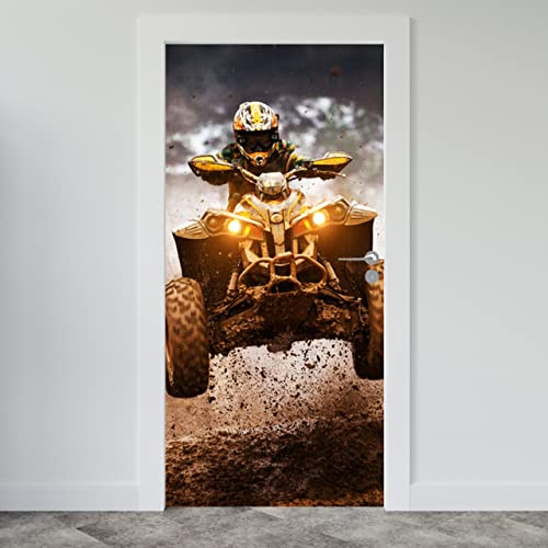 Estika Türtapete selbstklebend - Quad ATV - 95x205 cm - Einem Bogen Türposter, Sport Türaufkleber, Aufkleber PVC Folie, Klebefolie für türen, Tür tattoo, Modern decoration