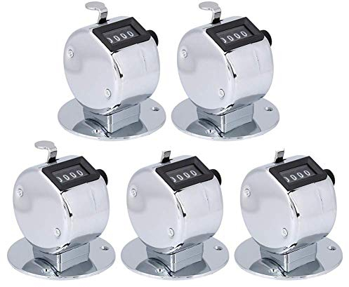 RiToEasysports Handzähler Clicker, 5 Stück 4-stellige Handzähler Counter Klicker Handzähler Metallgehäuse Tally Clicker Counter für Ports Games