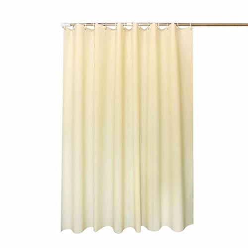 Homxi Duschvorhang 150 x 200 cm,Duschvorhang Polyester Antischimmel Einfache Volltonfarbe Duschvorhänge Waschbar Gelb Beige