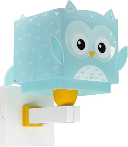 Dalber kinder Wandlampe, Kinderlampe Wandleuchte Little Owl Eule Tiere, kinder zimmer leuchte lampenschirm, Türkis