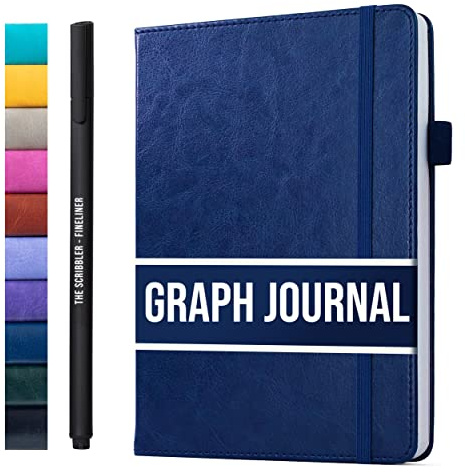 Scribbles That Matter Notizbuch a5 kariert for writing | 150 Seiten, 120 g/m² dickes Papier mit Haftnotizen, Stifthalter, Gummiband, (V)-Leder-Hardcover notizbuch kariert, 5,75 x 8,2 Zoll