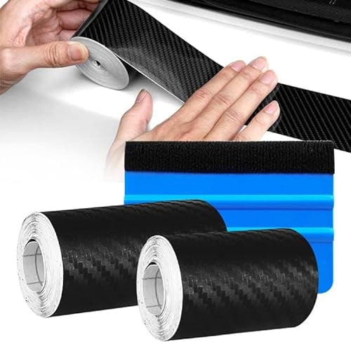 AOBETAK Covering Voiture Carbone Noir Mat 5cm 7cm Auto-adhésives Autocollant Film Protecteur De Seuil De Portière De Voiture Tailles Texturées 3d