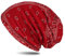 WANSSY® Damen Herren Unisex Uni Farbe Beanie mit Färbemuster Federmuster Fashion Einheitshröße Kopfbedeckung (Rot)