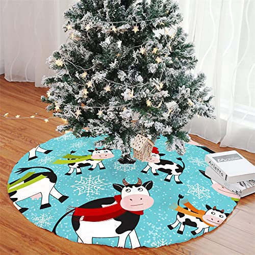 Mateju 72/90/120cm Rojo Falda para Arbol de Navidad para Esteras de Navidad del para Las Decoraciones de la Fiesta del Día de Fiesta del Arbol de Navidad (90cm,Vaca lechera)