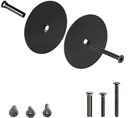 NAUBEA 2 Pack Door Hole Cover Plate, Door Knob/Deadbolt Cover Plate, 2 5/8 Diameter Round, Door Hole Filler Plate, Oil Rubbed Bronze, 1 Threaded Screw, Reinforcer Locks and Doors for Home Security