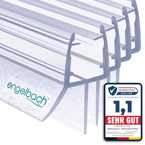 Engelbach® Guarnizione Doccia Sottoporta 4x 90cm - Per porte in vetro 5-8 mm - Profilo in gomma extra spesso - Impermeabile e facile da installare