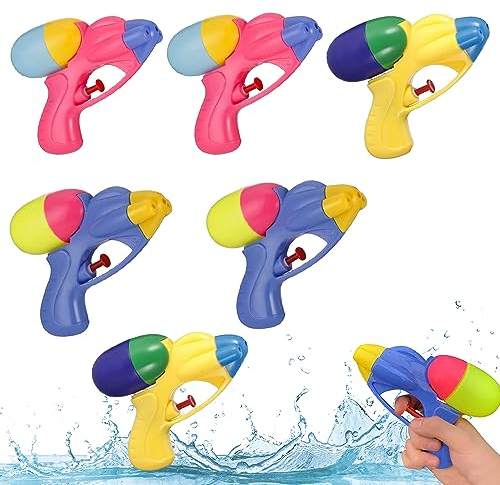 Aoreun Pistolet à Eau Puissant, Lot de 6 Mini Pistolets à Eau pour Enfants, Petit Pistolet à Eau Jouets de Pistolet à Eau Fusils à Eau Jeu Pistolet à Eau en Plastique pour Les Plein Air Piscine Plage