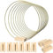 HUOGEE Metallringe zum Basteln 10 Stück 30cm Metallringe Gold Metall Deko Ringe mit Holzständer für Traumfänger Floral Hoop Kranz Hochzeit Dekor DIY-Tischdekoration.