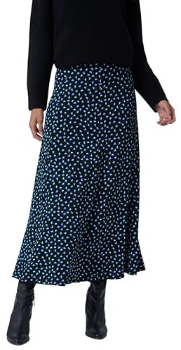 Roman Originals Jersey Skirt for Women UK - Ladies Midi Maxi Floral Animal Print Summer Spring Holiday Swing Smart Casual Work Cocktail Party Going Out Holiday Cruise - Blue - Size 12