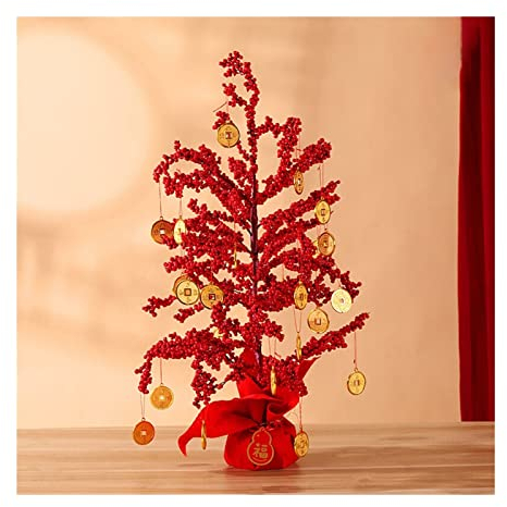 HASMI Schreibtisch deko Neujahr Dekoration Ornamente Simulation Geld Baum Frühling Festival Wohnzimmer Schrank Tragen Verzierungen Gold Reichtum Baum Decoración del hogar