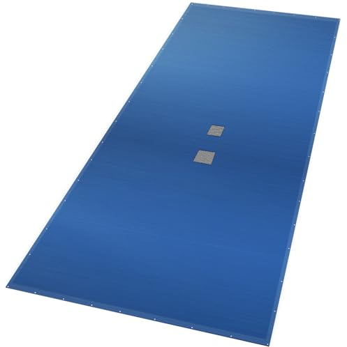VOUNOT Poolabdeckung rechteckig, Pool Abdeckplane aus Polyethylen 160 g/m² mit Abflussnetz, Doppelte Poolplane Wasserdicht Schimmelresistent Reißfest mit Aluminiumösen 8X14m