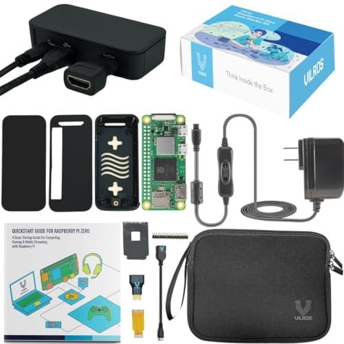 Vilros Raspberry Pi Zero Starter Kit 2W with All-Purpose Aluminum Alloy Casing, Includes 2W Pi Zero Board, Multipurpose Case, Power Supply, HDMI-USB Adapters and