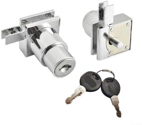 Perforationsfreies Glas-Schrankschloss, Vitrinentürschloss, 308-H-Schloss, Aluminium-Legierung (1 Stück)