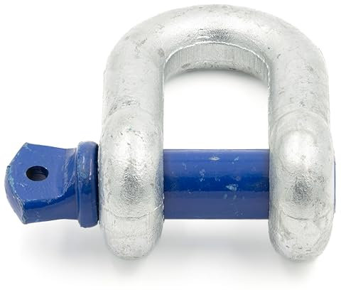 Grillete de 3,25 t de capacidad de carga, 1 pieza, forma DW, de alta resistencia, con perno de ojo, acero galvanizado en caliente