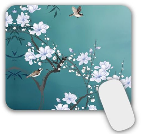AOKSUNOVA Tapis de souris petit avec motif - 200 x 240 x 3 mm - Motif fleur et oiseau