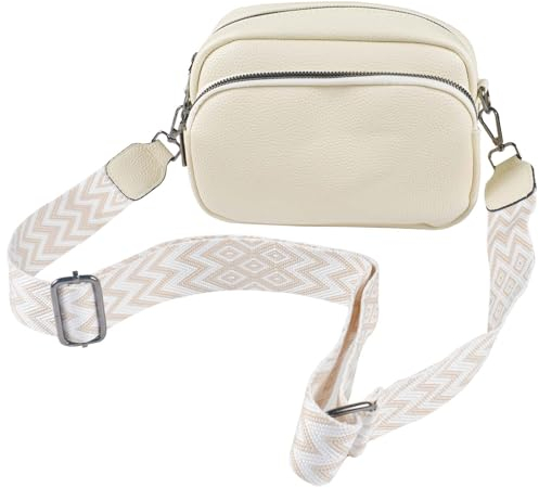 Umhängetasche für Damen Breiter Gurt Leder Crossbody Bag,Umhängetasche Damen Klein Moderne Taschen,Verstellbaren Riemen mit Breitem Schultergurt u 3 fächern,für tägliches Arbeiten, Einkaufen,Reisen
