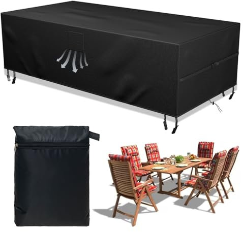 Homcomodar Garden Furniture Covers Waterproof Outdoor Patio Furniture Cover 420D Heavy Duty Oxford Patio Table Chair Cover Rattan Furniture Cover BBQ Cover for Outside Furniture Sofa(200x160x74cm)