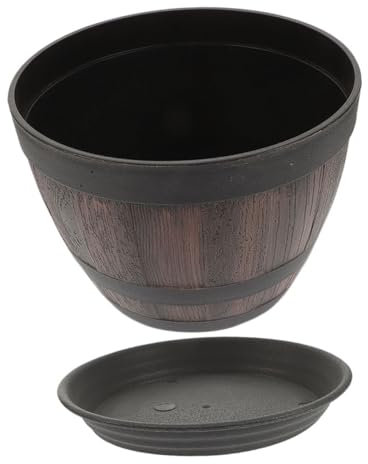 Sosoport 1 Juego Maceta macetero imitación Madera decoración del florero decoración Vintage Jardinera de Madera de imitación Jardinera de plastico Hidroponia Decorar bonsái el plastico