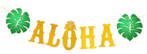 Amosfun Hawaii- -banner Glänzendes Monstera-muster Für Party-banner-dekoration Festival-dekorationen