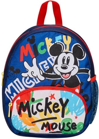 Mochila para guardería pequeña – Mickey Mouse, Multicolor – Bolsillos Laterales para Botella de Agua, Bolsillo Frontal, Mochila guardería niño – Mochila Escolar Kid, Multicolor, Mochila guardería