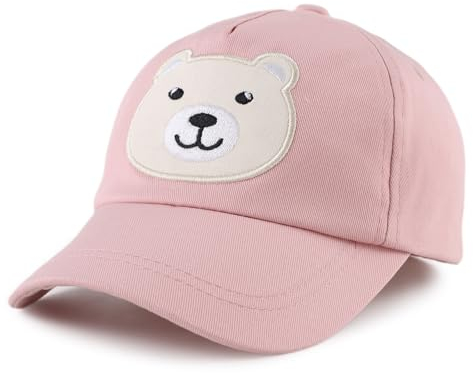 XIAOHAWANG Baseball cap Bambini Berretto da Baseball Estivo Cappellino Visiera Regolabile per Ragazze dei Ragazzi Cappello di Protezione UV per 2-10 Anni (Orso Rosa, 2-5 Anni)