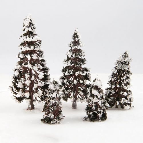 KUNGZUNMOLDS Miniatur-Bäume zum Basteln, 16 Stück, 12 cm, Maßstab 1:75-1:200, Modell-Zedern mit Schnee, Zug, Eisenbahn, Winterlandschaft