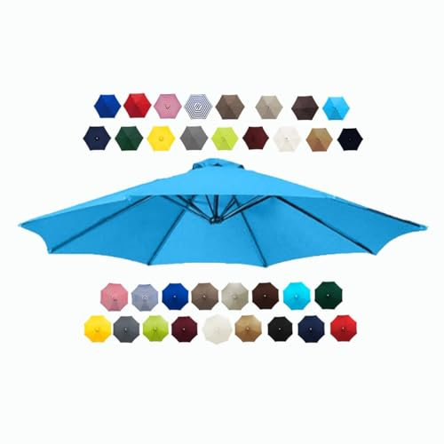 BEEGMA Patio Umbrella Replacement Canopy 6 Ribs 8 Ribs Parasol Canopy Cover for 2.0m 2.30m 2.50m 2.70m 3.0m Multicolor Canopy Replacement Top (Color : Light blue, Size : 3.0m/10FT-6Ribs)
