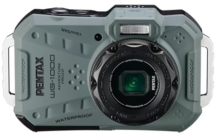 PENTAX WG-1000 Olive Cámara Digital compacta Impermeable, diseñada para fotografía Informal al Aire Libre y submarina, Resistente al Agua a una Profundidad de 15 Metros, hasta una Hora de