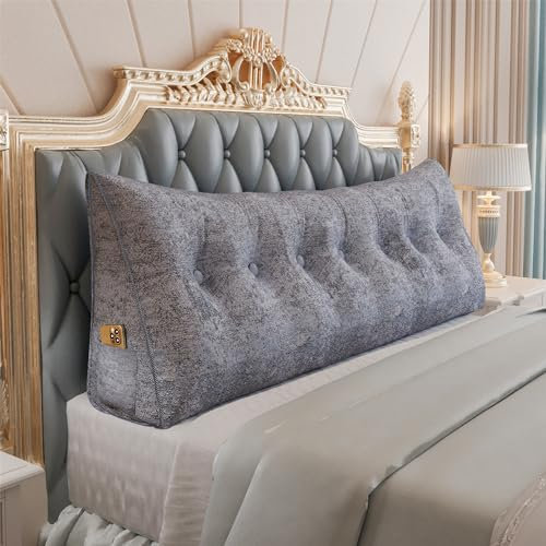 Johnear Keilkissen Lesekissen für Bett und Sofa Lehnenkissen Braun Kissen 200cm, Rückenkissen Kopfteil Bett Rückenlehne Großes Dreieckiges Lendenkissen