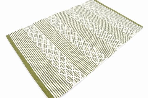 Casa Service Adda Tappeto Cotone Lavabile Bagno Cucina Antiscivolo Lavabile in Lavatrice (Green, 50x80cm)