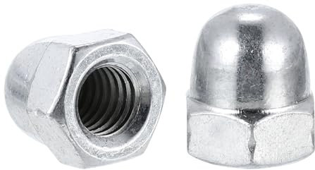 sourcing map Hutmuttern, hohe Krone, Karbonstahl, verchromt, Kuppelkopf, Hutmuttern für Bolzenabdeckung, silberfarben