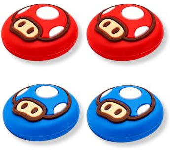 Capuchon Joystick pour Nintendo Switch/OLED/Lite-Souple Joystick Protection | 4PCS Mignon Silicone Anti-dérapant pour Manette Nintendo Switch Accessoires Jeu Mignons Améliorez Expérience Jeu (Bleu&Rouge)