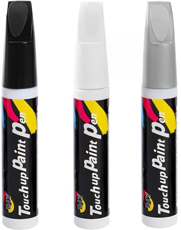 EIHI 3 Teile Auto Lackstift Lackreparaturstift Auto Reparatur Lack Auto Pinsel,Reparaturmittel Autolack Reparatur für Autos Reparaturwerkzeug,Schwarz+Silber+Weiß