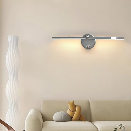 LOGT LED Spiegelleuchte Dimmbar Spiegellampen mit Schalter Bilderleuchte Wandlampe 300 ° Drehbare Schminklicht Innen Bad Spiegelschrank Beleuchtung 3000k-6000k Badezimmer Bilderlampe,Chrome