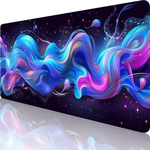 Black Gaming Mouse Pad Large 1000 x 500mm, Abstract Desk Mat Large Mouse Mat Stitched Edges, Extended Waterproof Mousepad, Non-Slip Rubber Base Gaming Mouse Pad XXL for PC Gaming Home Office 0-C