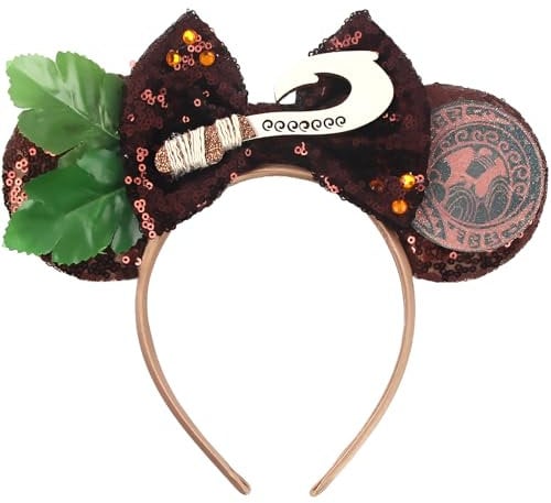 MADO Hairband - Mouse Ears Headband for Women adults kids, Iridescent, Stitch, Princess, Metallic, Mermaid, Rainbow, Christmas, Valentine, Halloween Ears Headband, brown forest, 1 Count (Pack of 1)