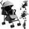 Buggy, Kinderwagen Zusammenklappbar mit Wattepads und Moskitonetzen, Reise-Kinderwagen mit Liegefunktion, Kann Sitzen oder Liegen (grau)