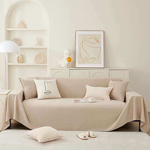Chenille-Sofa-Überwurfdecke für Einsitzer-Sofa, doppelseitiger Ecksofa-Schutz, groß, 180 x 130 cm, Wohnzimmerdekoration, Hellkhaki