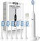 Vexloria Elektrische Zahnbürste, Schallzahnbürste, Zahnbürste Elektrisch mit 6 Bürstenköpfe, 5 Putzmodi, Timer und USB Ladestation, IPX7 Electric Toothbrush, 38000VPM Weiß