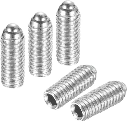QUARKZMAN Kugelspitze Madenschrauben 15 Stück Kugelkopf-Stellschraube, M5 x 12mm 304 Edelstahl Metrische Feder Sechskant Innensechskant Schraube | Metriken mit Feder mit Innensechskant