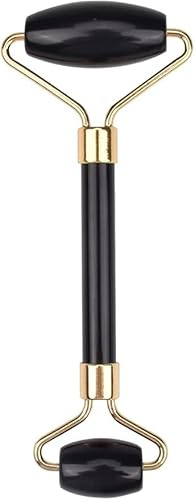 Jade Roller Massage Tool, Anti-Aging Natural Facial Jade Stone Kit, Anti Aging Face Massager Kit for Face, Chin, Double Neck (Black)