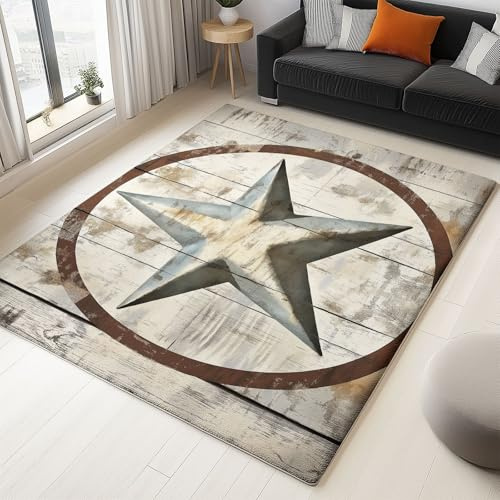 Generisch Teppich Texas Stern Wohnzimmer Teppich 120 x 180 cm rutschfest Modern 3D Effekt Fußmatte für Flur, Schlafzimmer, Flanell Bodenmatte Geeignet für Wohnkultur