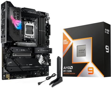 Micro Center AMD Ryzen 9 9950X3D - Processore CPU con scheda madre ASUS ROG Strix X870E-E Gaming WiFi X870 ATX (18+2+2 Power Stages, WiFi 7, 5X M.2, PCIe 5.0, USB4)