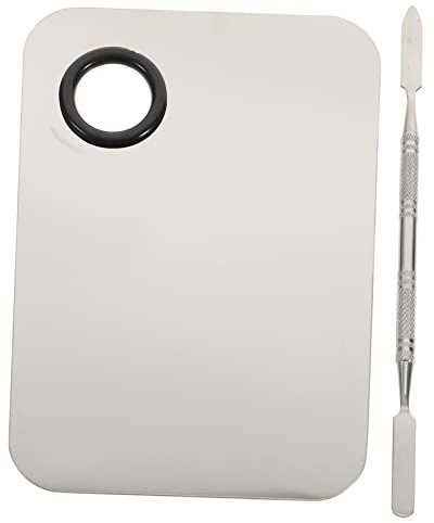 Vaguelly Stainless Steel Makeup Palette Mixing Tray and Spatulas for Cosmetics for Beauty Salon Home Use