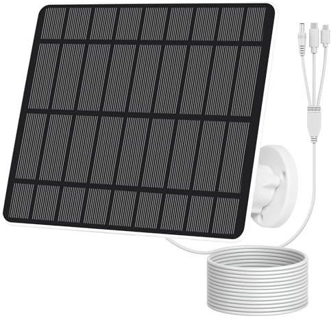 Czemo Panneau Solaire pour Camera Exterieur, 5W Panneau Solaire Compatible avec Caméra Eufy, Ring, Adaptateur USB-C inclus, étanche IP65