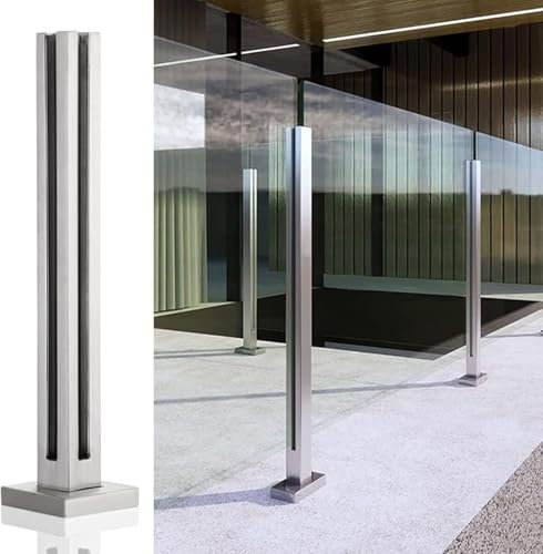 CATANK Ringhiera in Acciaio Inox e Vetro per Scale Interne con Morsetto, ringhiera per Piscina, Recinzione da Giardino e Sistema di ringhiera per Ponti, Altezza 60-120 cm, Ideale per Grad