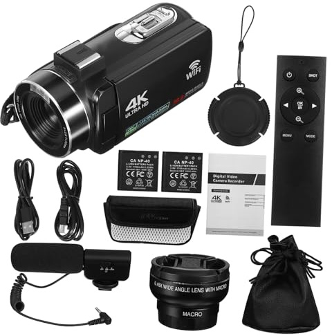 Tofficu Videokamera 4k mit 3 Zoll IPS Touchscreen und 18-fachem Zoom | Cmos, Mp4/bildaufnahme, Integriertes Mikrofon Plus Anschluss für Externes Mikrofon, Unterstützt bis 128 Gb