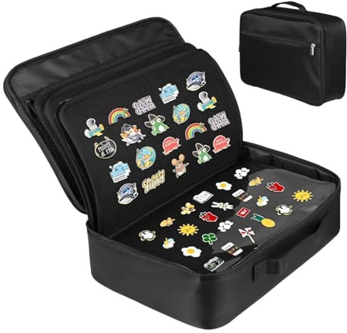 Schwarze Emaille Pin Display Ordner Große Kapazität Aufbewahrungsbox für Pins & Broschen 12 Filzschichten