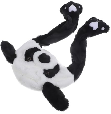 UPKOCH Plüsch Panda Mütze mit Beweglichen Ohren Lustige Cartoon Party Kopfbedeckung Weicher Cosplay Hut für Erwachsene und Niedlicher Tierhut für Fasching und Kostümfeier