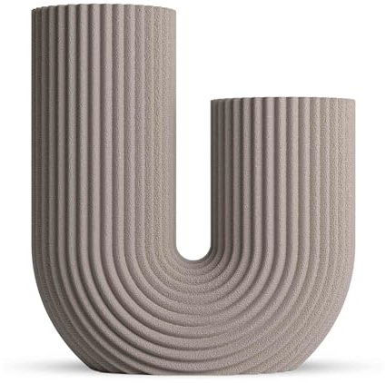 ebenkunst Arora Vase - Pampasgras Deko, Blumenvase Modern, Tischdeko Vase, Designer Vasen - Made in Germany aus Bio PLA (Kreide)